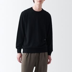 Muji Men's High Gauge Crew Neck Jumper, black sz XXL